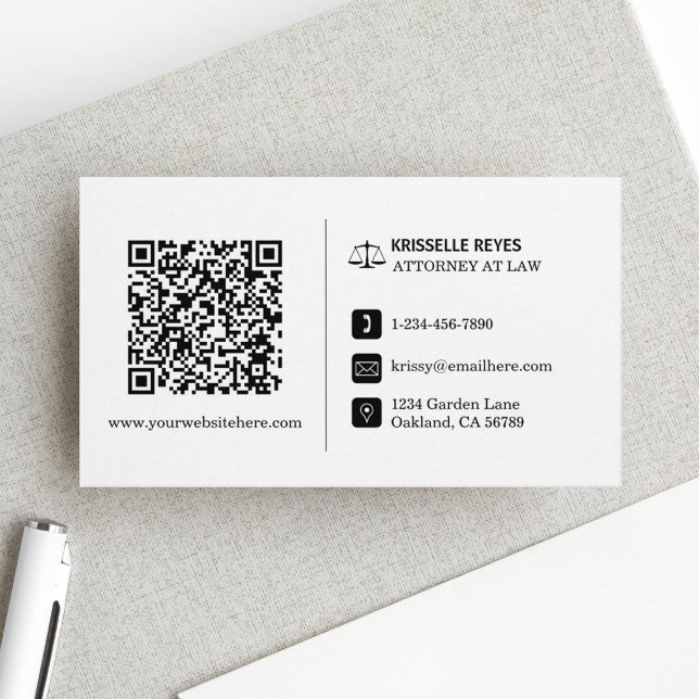 QR Code Modern Black and White Professional Business Card (Make an impact with these professional business cards, showcasing your brand and credibility.)