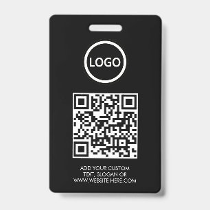 QR Code Modern Black Business Logo Event ID Badge