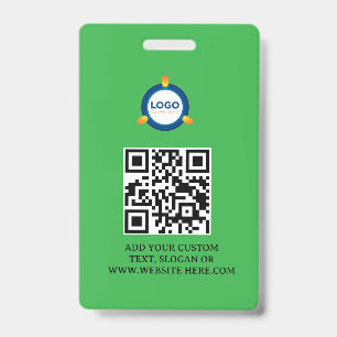 QR Code Modern Black Business Logo Event ID Badge