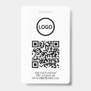 QR Code Modern Black Business Logo Event ID Badge