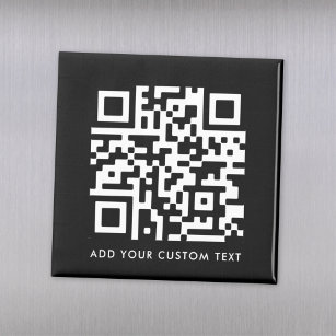 QR Code   Modern Black Custom Text Minimal Magnet