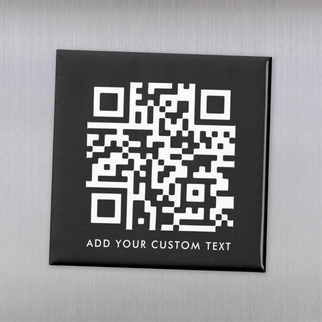 QR Code | Modern Black Custom Text Minimal Magnet (Creator Uploaded)