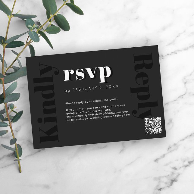 QR CODE modern black online wedding response rsvp  (Creator Uploaded)
