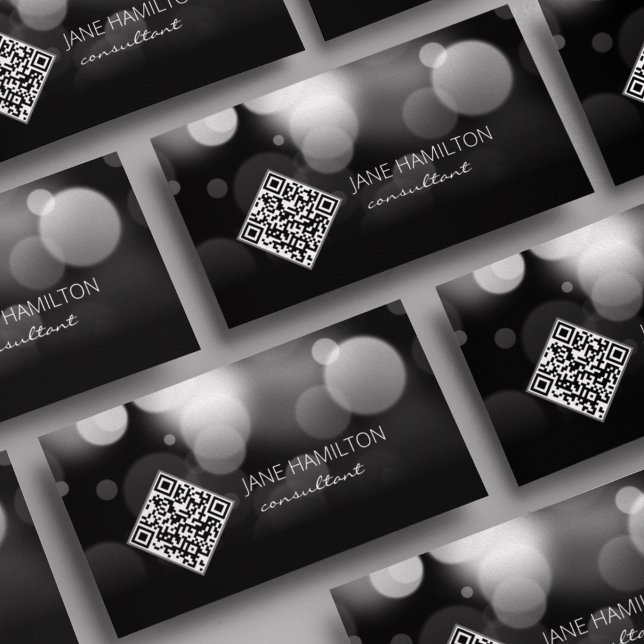 QR Code Modern Black Profile Card (Creator Uploaded)