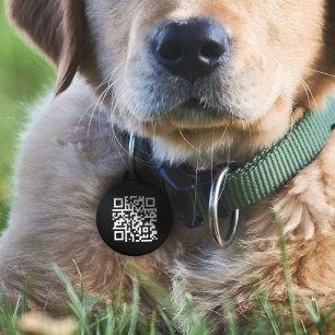 QR Code   Modern Black Scannable If Lost Pet Tag