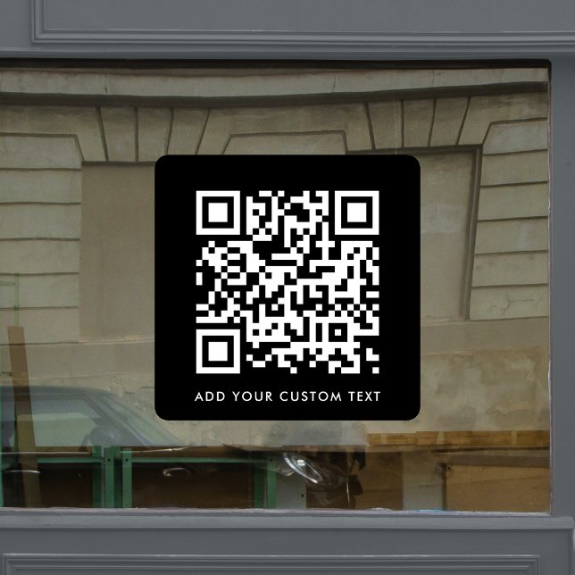 QR Code | Modern Black Stylish Scannable (Versatile editable window cling template with interactive QR code for business or personal use.)