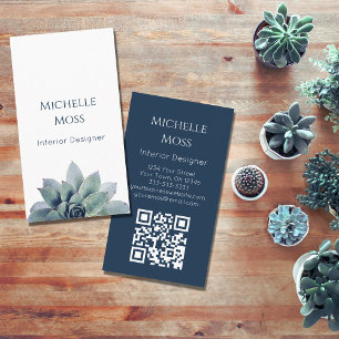 QR code Modern Botanical Desert Succulent  Business Card