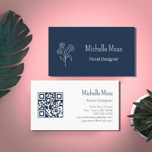 QR code Modern Botanical Greenery  Business Card