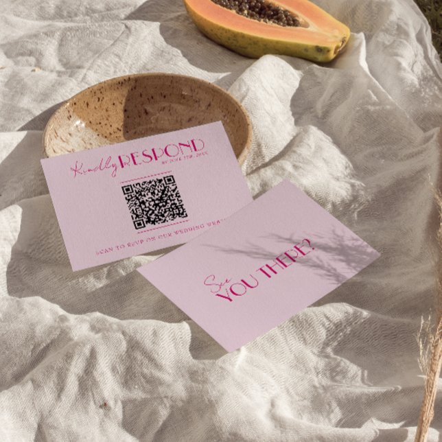 QR Code Modern Bright Colourful Retro Fun Wedding RSVP Card (Creator Uploaded)