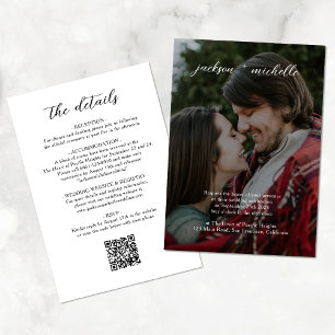 QR Code Modern Budget Photo Script Wedding Invitation