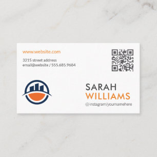 QR Code Modern Building Logos Corp Business Card