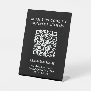 QR Code Modern Business Black Pedestal Sign