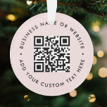 QR Code | Modern Business Blush Pink Christmas Ornament<br><div class="desc">A simple custom blush pink QR code christmas ornament template in a modern minimalist style which can be easily updated with your QR code,  business name or website and custom text,  eg. scan me to...  #QRcode #ornament #business</div>