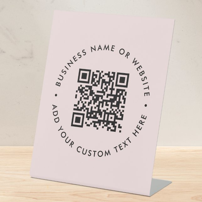 QR Code | Modern Business Blush Pink Professional Pedestal Sign (Creator Uploaded)