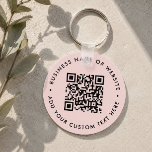 QR Code   Modern Business Blush Pink Round Key Ring
