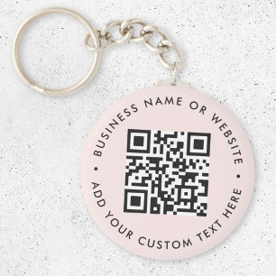 QR Code Modern Business Blush Pink Round Key Ring