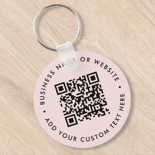 QR Code Modern Business Blush Pink Round Key Ring