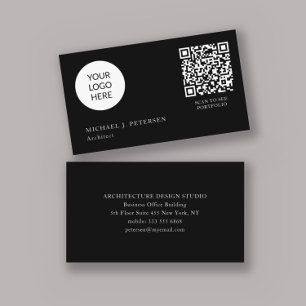QR CODE modern business logo professional black Business Card