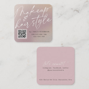 QR code modern chic makeup and hair style  Square Business Card