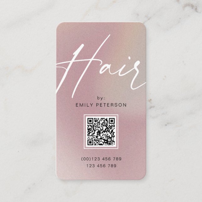 QR code modern chic trendy hair styling vertical B Business Card (Front)