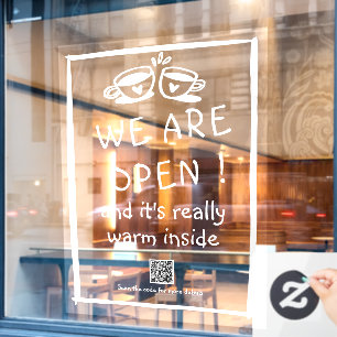 QR code Modern coffee shop sign window clings