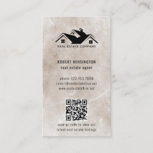 QR Code Modern Custom Logo Real Estate Agent Business Card
