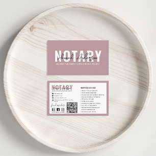 QR Code   Modern Grayish Pink Mobile Notary Public Business Card