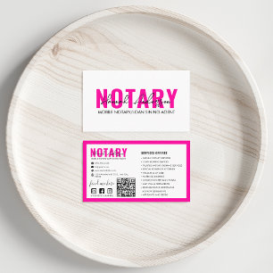 QR Code   Modern Hot Pink Mobile Notary Public Business Card
