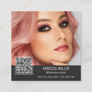 QR Code modern make up artist square Square Busine Business Card