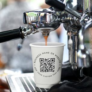 QR Code Modern Minimal Grey Business Paper Cups
