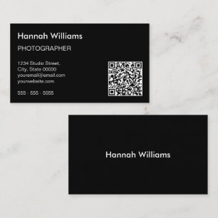 QR Code Modern Minimalist Black Business Card