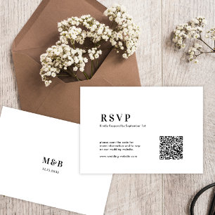 QR Code Modern Minimalist Bold Typography Wedding RSVP Card