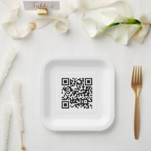 QR Code Modern Minimalist Business Paper Plates