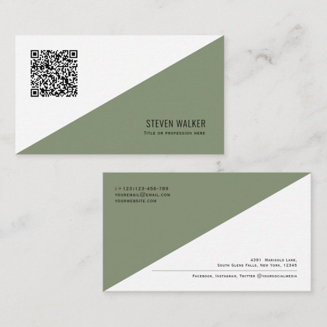 QR code Modern Minimalist Clean Professional Busin Business Card (Front/Back)