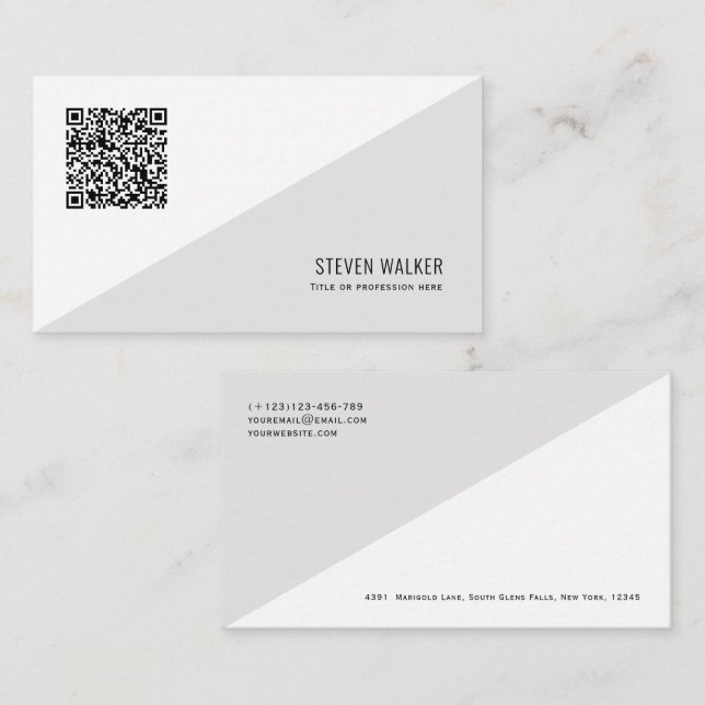 QR code Modern Minimalist Clean Professional Busin Business Card (Front/Back)