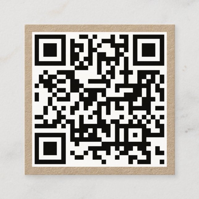 QR Code Modern Minimalist Scannable Kraft Square Business Card (Front)