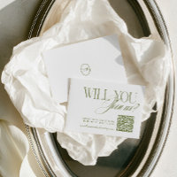 QR Code Modern Olive Green Wedding RSVP