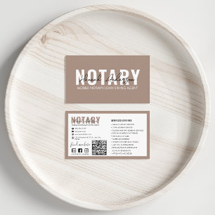 QR Code Modern Pale Brown Mobile Notary Public Business Card
