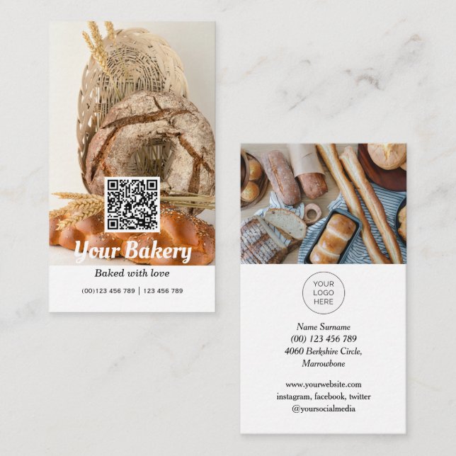 QR code Modern photo bakery Business Card (Front/Back)