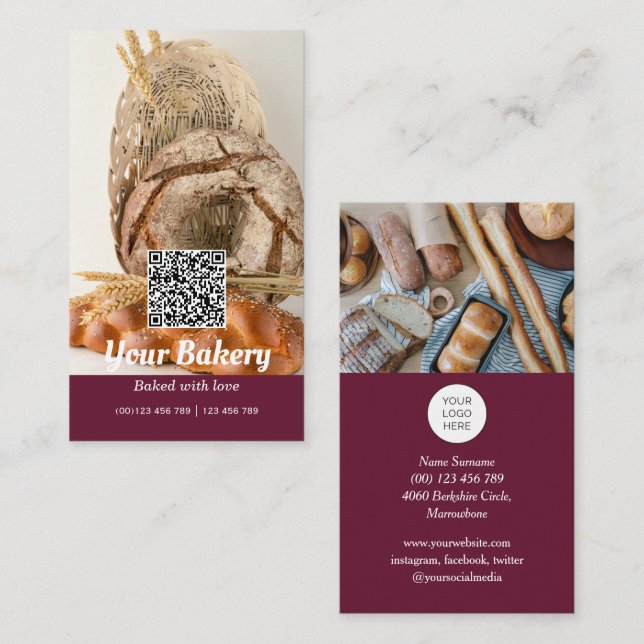 QR code Modern photo bakery Business Card (Front/Back)