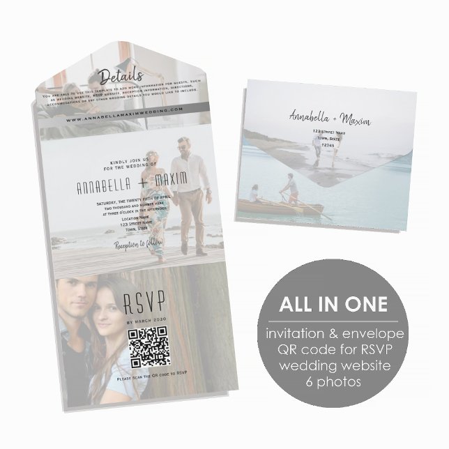 QR Code Modern Photo Wedding All In One Invitation (Creator Uploaded)