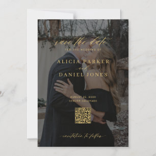 QR code modern photo wedding save the date   Magnetic Invitation