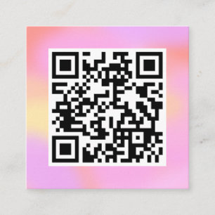 QR Code Modern Pretty Pastel Pink Boho Feminine Square Business Card
