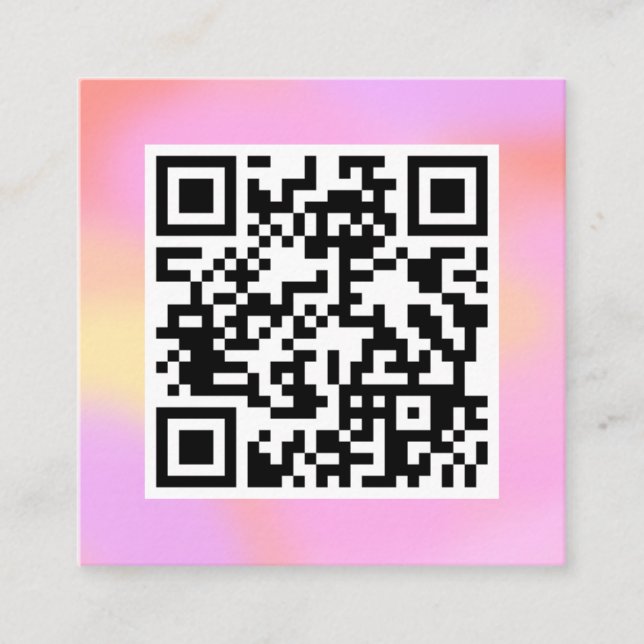 QR Code Modern Pretty Pastel Pink Boho Feminine Square Business Card (Front)