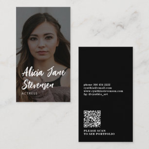 QR CODE modern professional actress photo Business Card