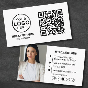 QR Code Modern Professional Photo Your Logo Business Card