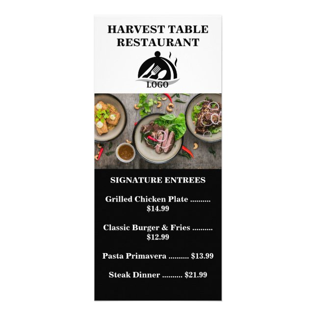 QR Code Modern Restaurant Menu Rack Card (Front)