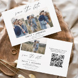 QR Code Modern Save the Date 4 Photo Elegant<br><div class="desc">Modern and Elegant Landscape Horizontal Four (4) Photo QR Code Save the Date Wedding Magnet with hand lettered script typography. The save the date invitation magnet includes script typography and chic and simple design that you can add your customised engagement photograph picture to.</div>