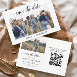 QR Code Modern Save the Date 4 Photo Elegant<br><div class="desc">Modern and Elegant Landscape Horizontal Four (4) Photo QR Code Save the Date Wedding Magnet with hand lettered script typography. The save the date invitation magnet includes script typography and chic and simple design that you can add your customised engagement photograph picture to.</div>