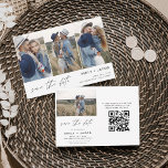 QR Code Modern Save the Date 4 Photo Elegant<br><div class="desc">Modern and Elegant Landscape Horizontal Four (4) Photo QR Code Save the Date Wedding Magnet with hand lettered script typography. The save the date invitation magnet includes script typography and chic and simple design that you can add your customised engagement photograph picture to.</div>